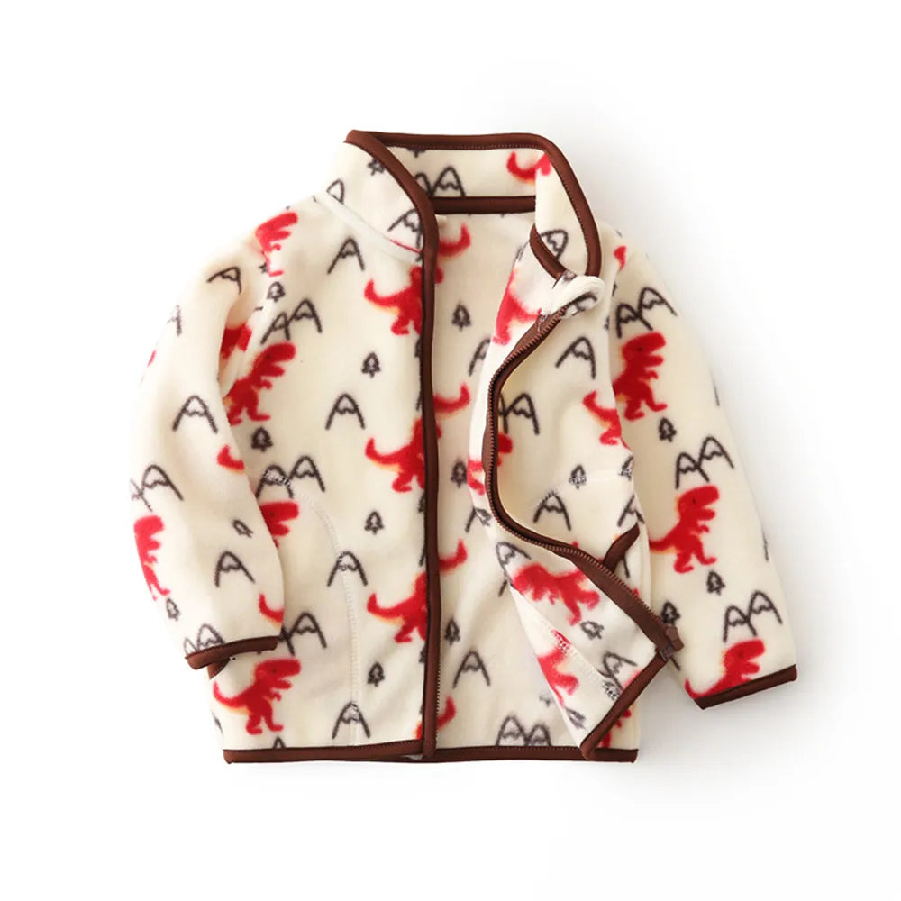Printed Soft Fleece Kids Zipper Outerwear for Boys Girls childrensterritory
