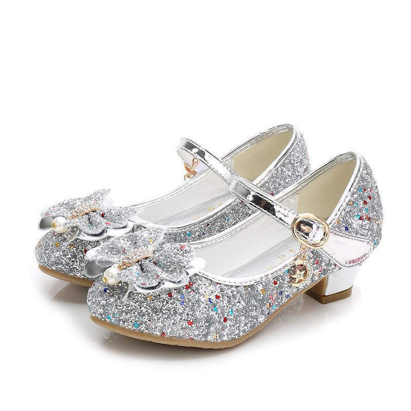 Butterfly Design Kids Girls Bowknot Glitter Party Shoes childrensterritory