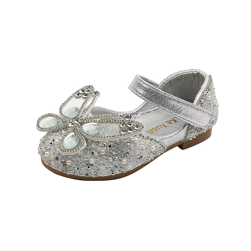 Kids Girls Pearl Butterfly Design Princess Party Shoes childrensterritory