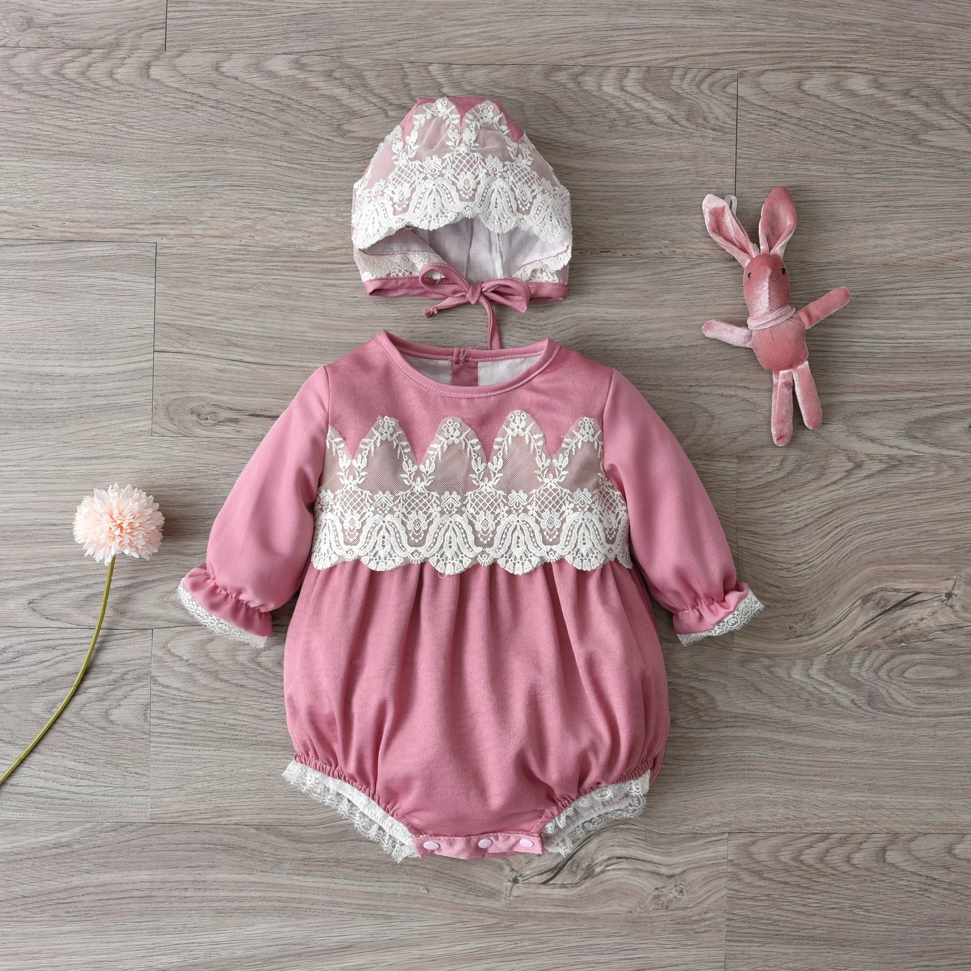 Newborn Lace Rompers With Hats for Summer childrensterritory