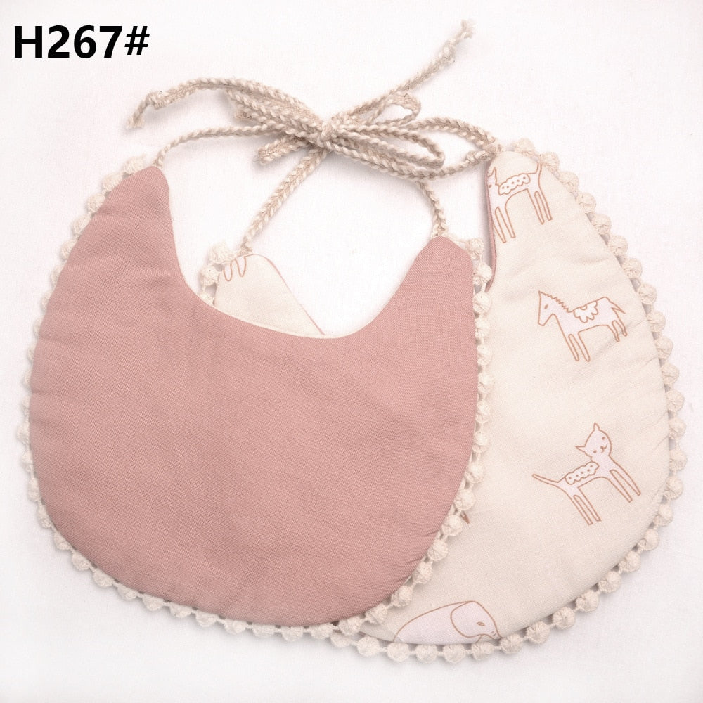 Baby Tassel Double-deck Bib | Cotton Linen Burp Cloths childrensterritory