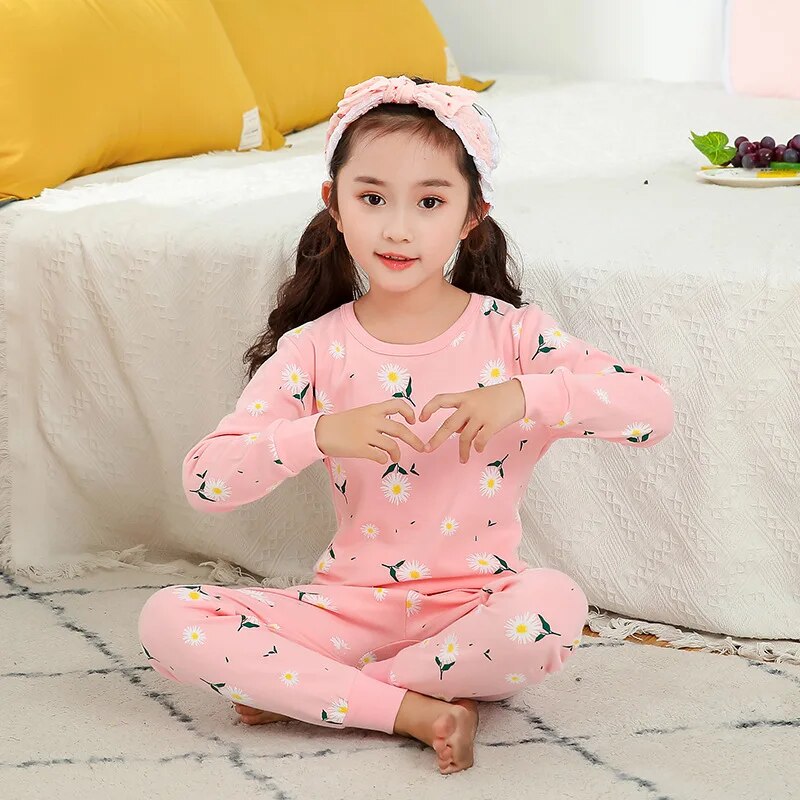 Kids Unisex Cartoon and Floral Print Soft Sleepwear Pajamas Sets childrensterritory