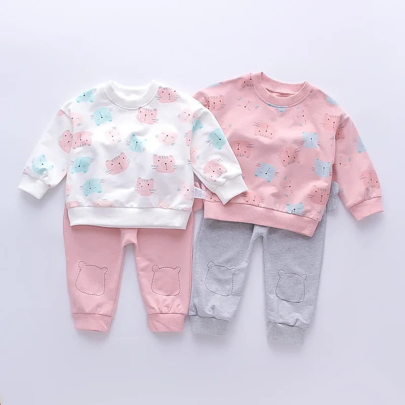 Toddler Girl Cartoon Top and Pants, 2 Piece Tracksuit Set