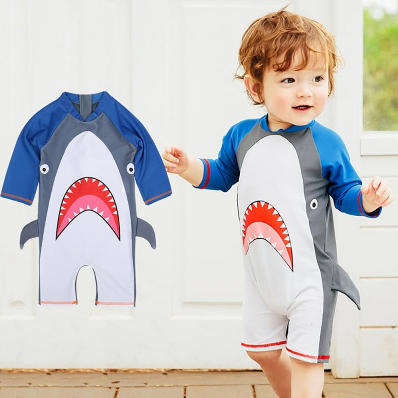 Kids Boys Cartoon Print One Piece Zipper Sunsuit Beachwear childrensterritory