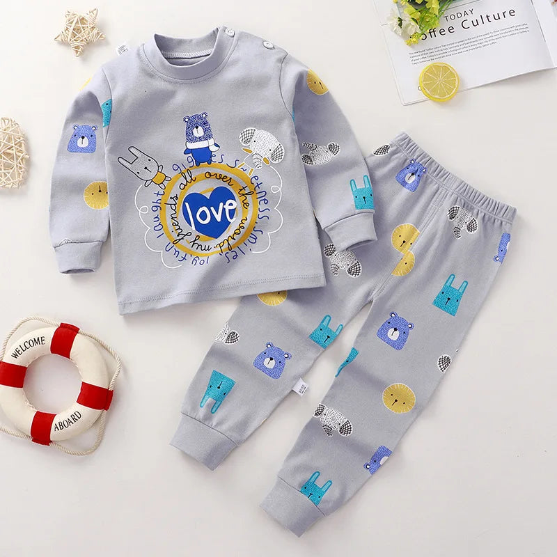 Kids Cartoon Print Long-Sleeved Clothing Set childrensterritory
