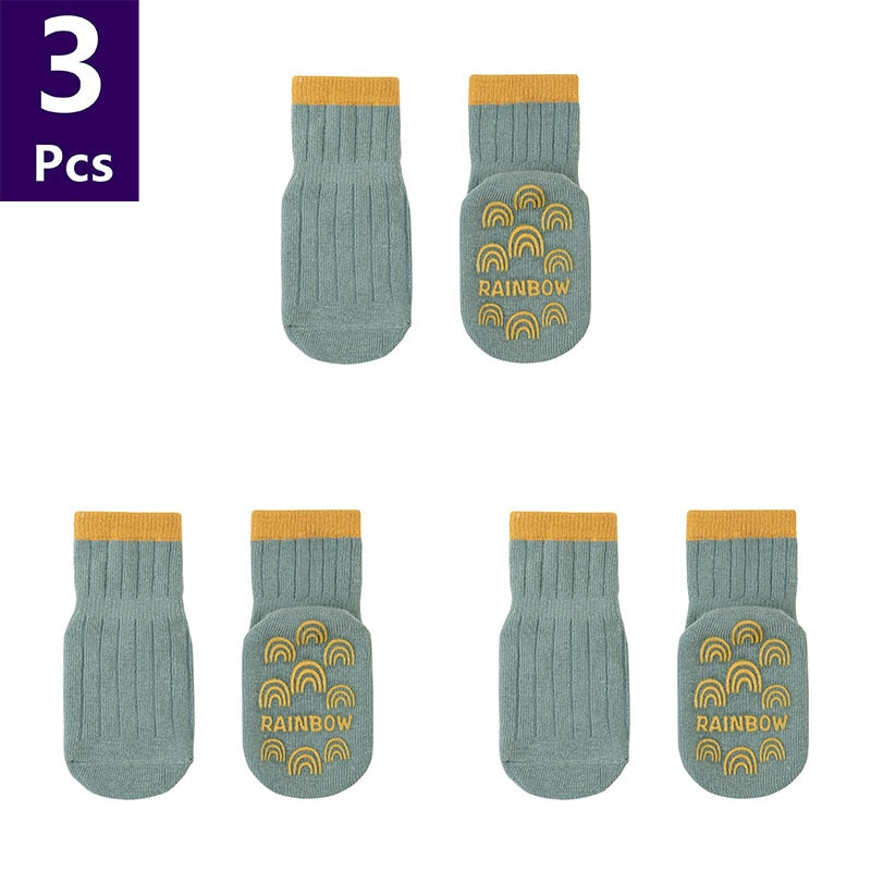 Cute Pattern: 3 Pairs/lot Anti-Slip Baby Cotton Socks childrensterritory