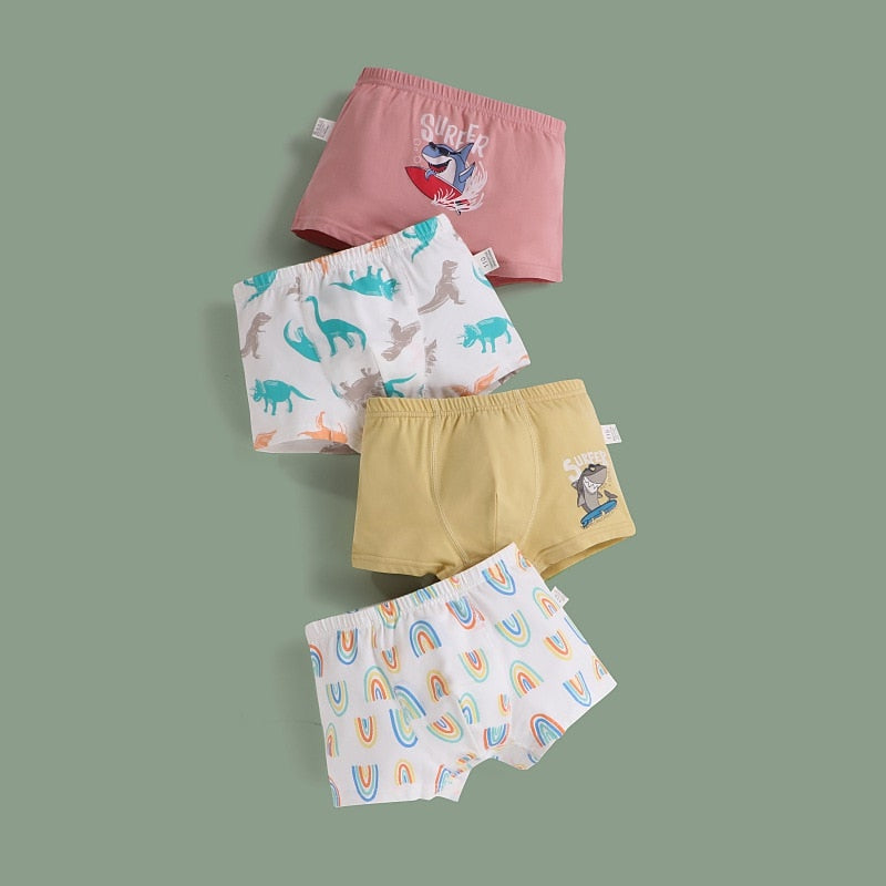Cartoon Dinosaur Print 4PCS/LOT Kids Boys Cotton Panties childrensterritory
