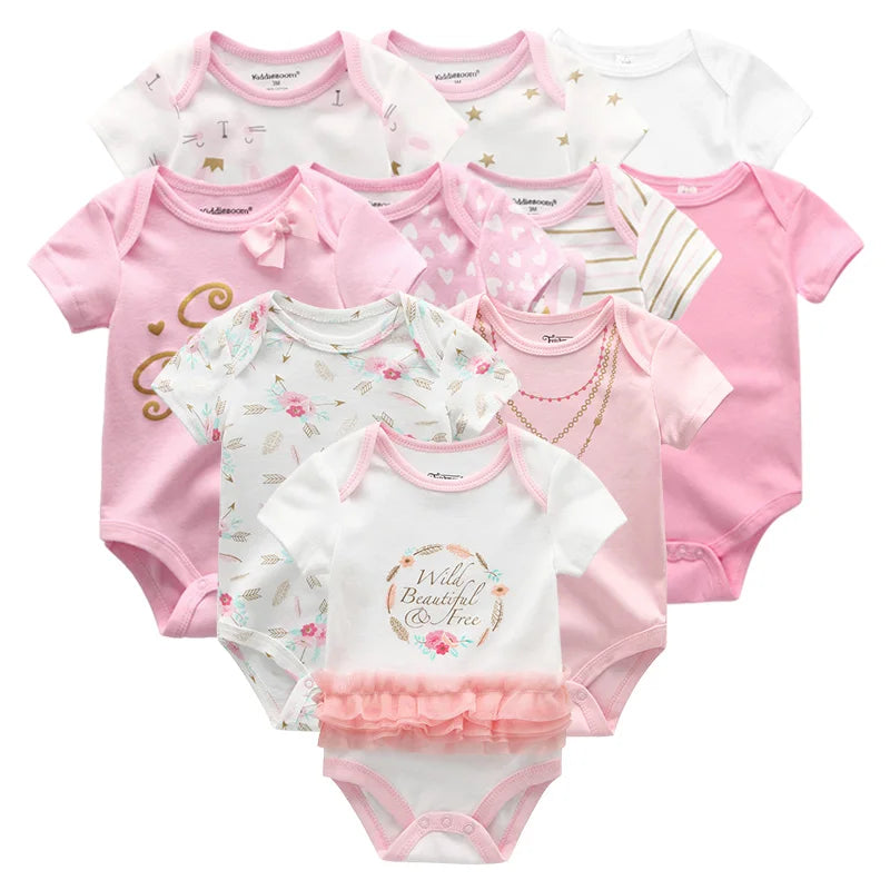 Unisex 10PCS Baby Short Sleeve Cotton Rompers