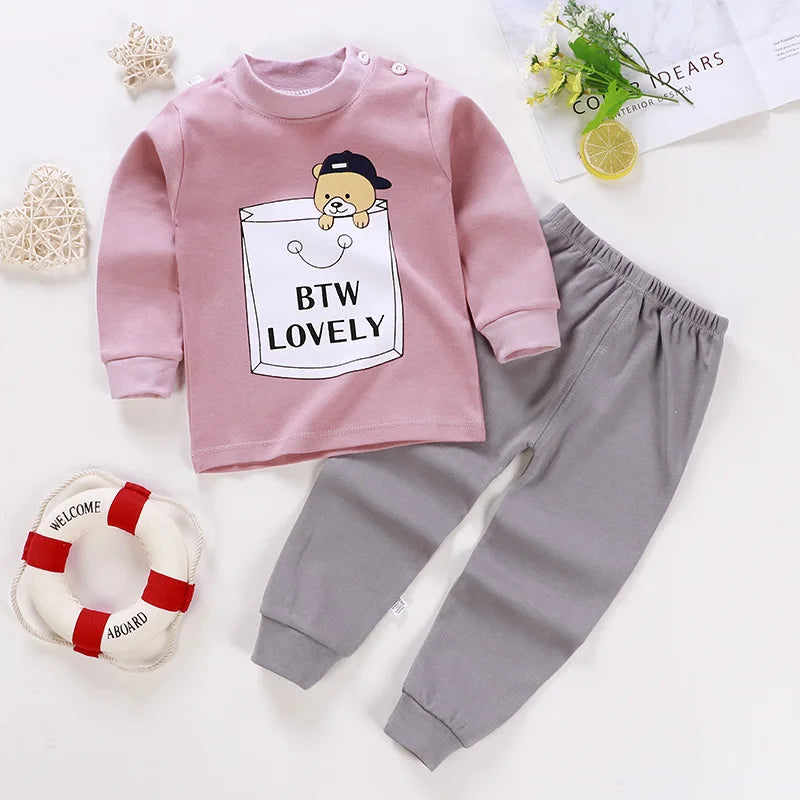 Kids Cartoon Print Long-Sleeved Clothing Set childrensterritory