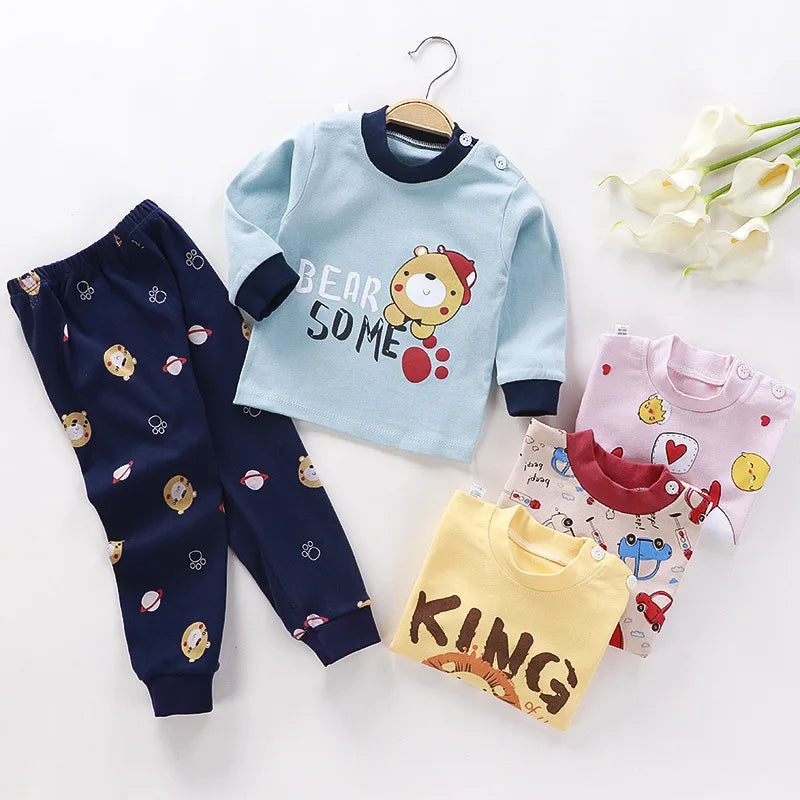 Kids Cartoon Print Long-Sleeved Clothing Set childrensterritory