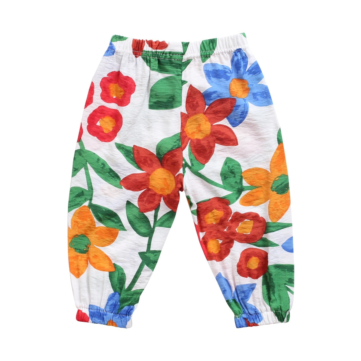 Baby Girl Floral Print Cotton Pants in Holiday Style childrensterritory