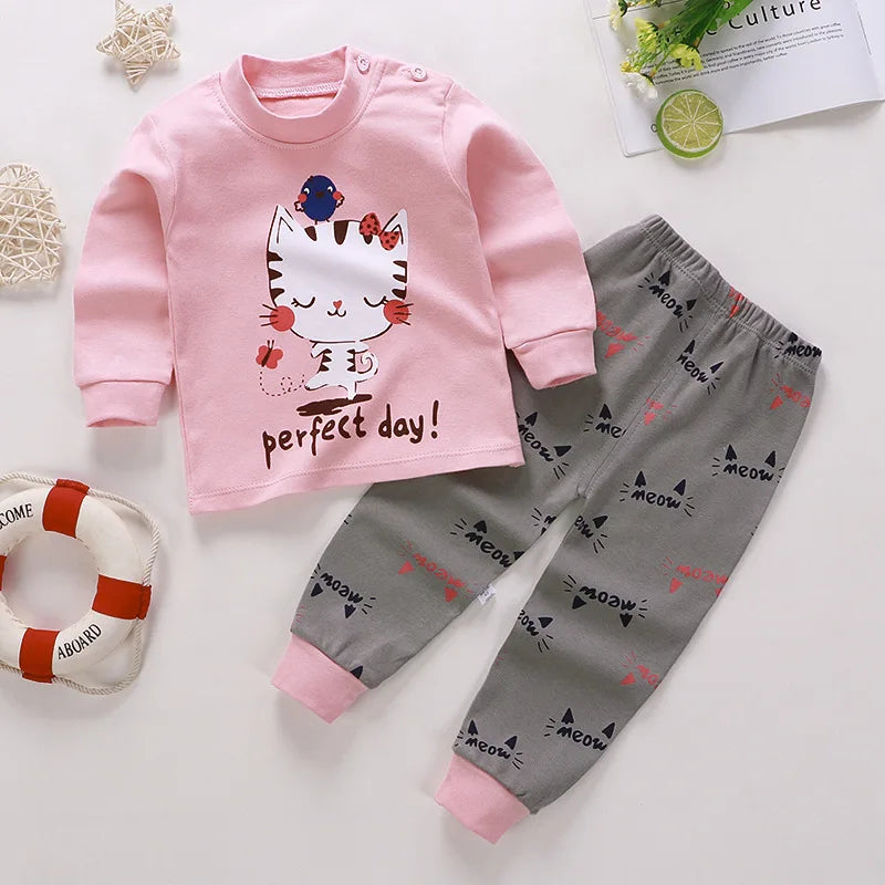 Kids Cartoon Print Long-Sleeved Clothing Set childrensterritory