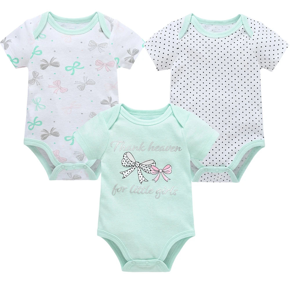 6 pcs/lot Baby Girls Cartoon Print Bodysuits for Summer childrensterritory