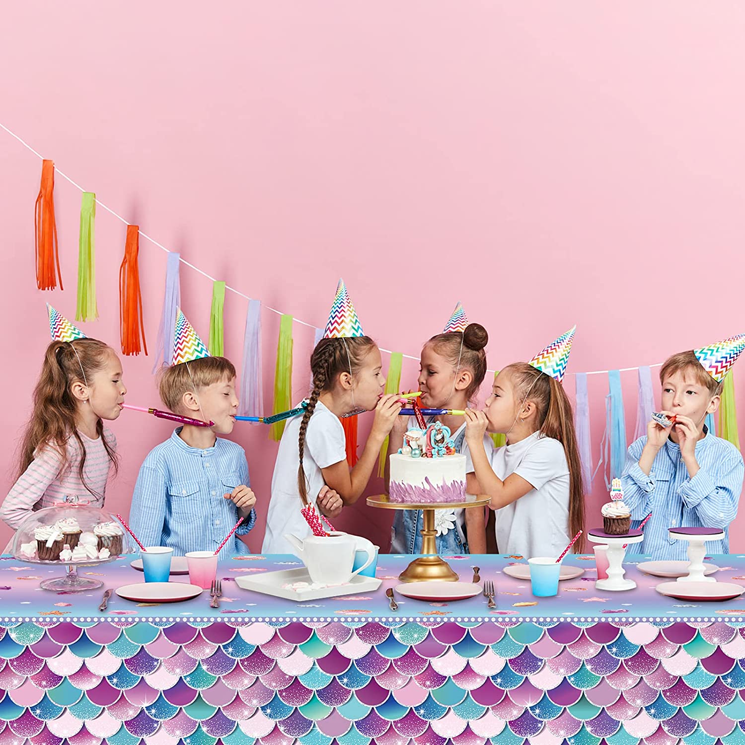 Under The Sea Mermaid Theme Waterproof Tablecloth childrensterritory