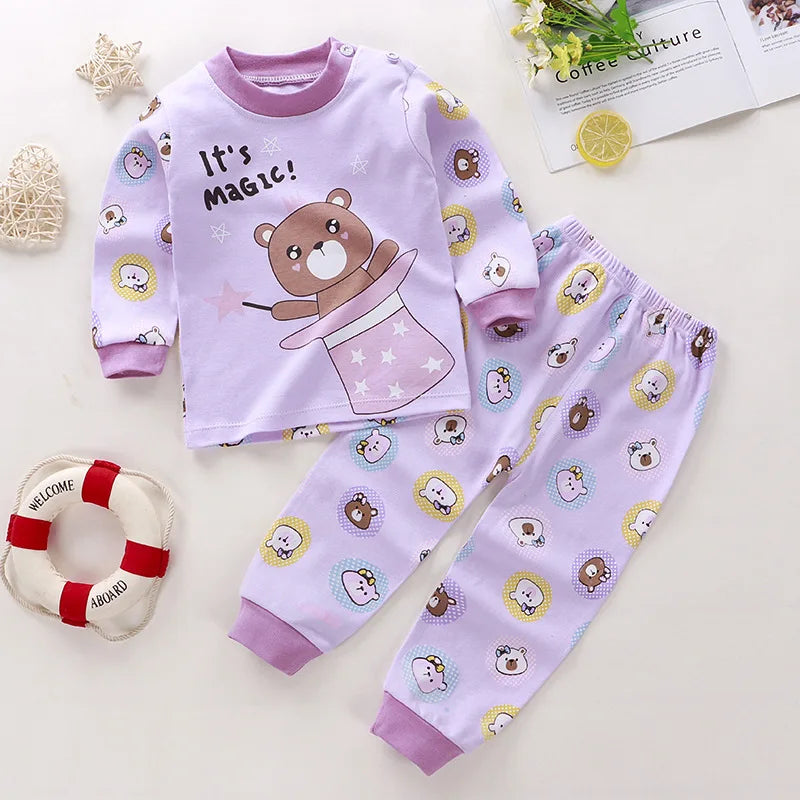 Kids Cartoon Print Long-Sleeved Clothing Set childrensterritory
