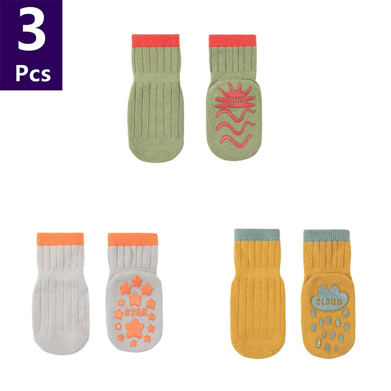 Cute Pattern: 3 Pairs/lot Anti-Slip Baby Cotton Socks childrensterritory