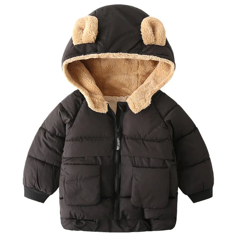 Plus Velvet Thick Hooded Parka Jacket for Kids Girls, and Boys childrensterritory
