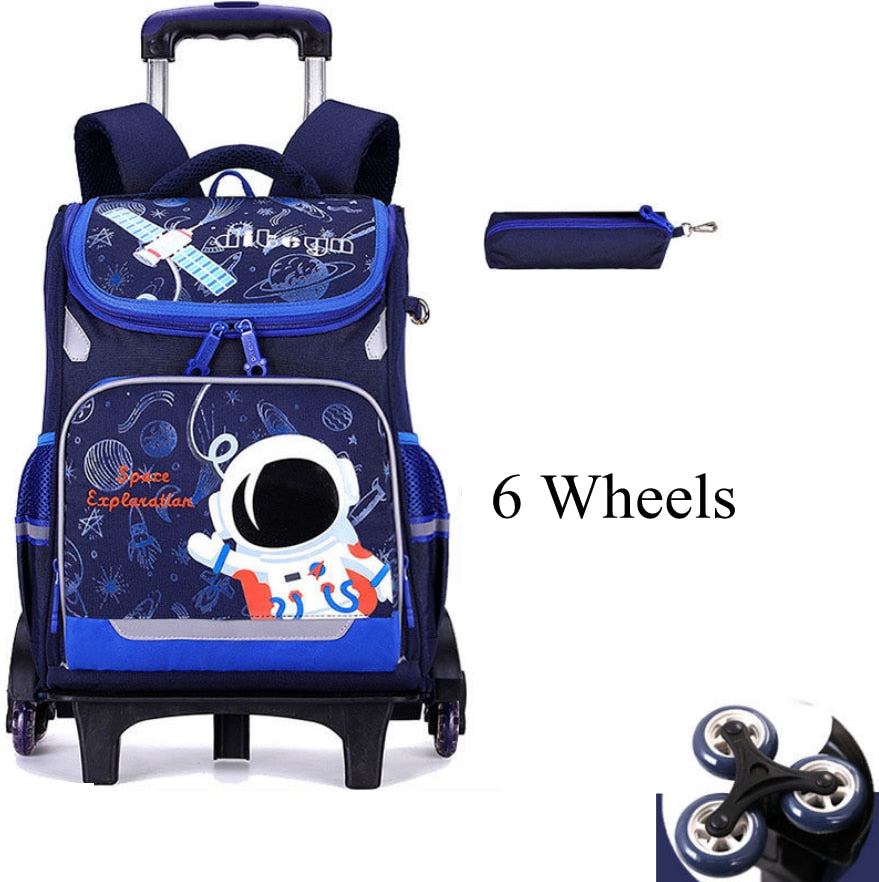 Space Theme Kids Boys School Rolling Backpacks childrensterritory