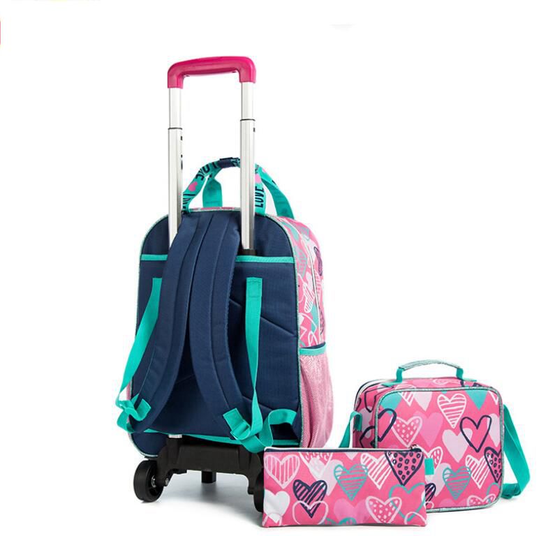 Cartoon Letter Print 16-Inch 3-Piece Set of Kids School Trolley Backpack childrensterritory