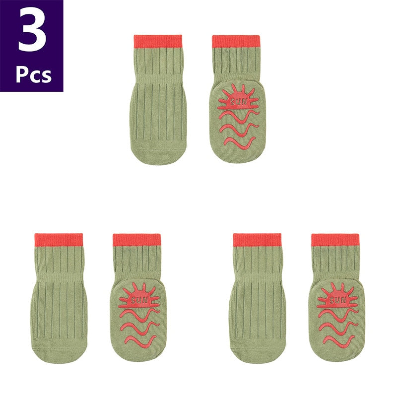 Cute Pattern: 3 Pairs/lot Anti-Slip Baby Cotton Socks childrensterritory
