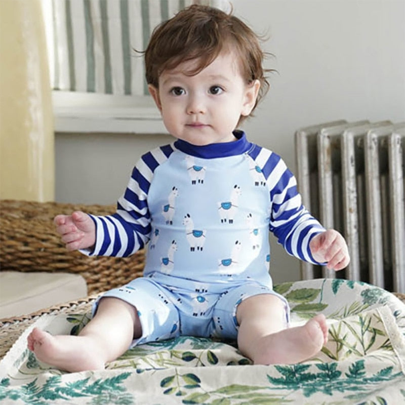 Kids Boys Cartoon Print One Piece Zipper Sunsuit Beachwear childrensterritory
