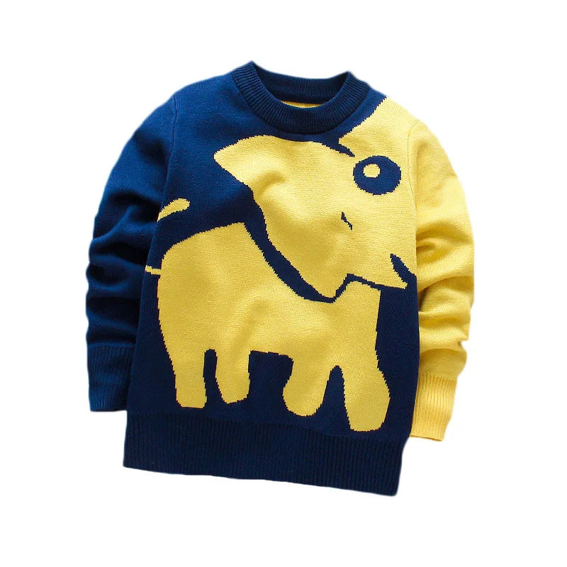 Kids Cartoon Print Long-Sleeved Winter Sweater childrensterritory
