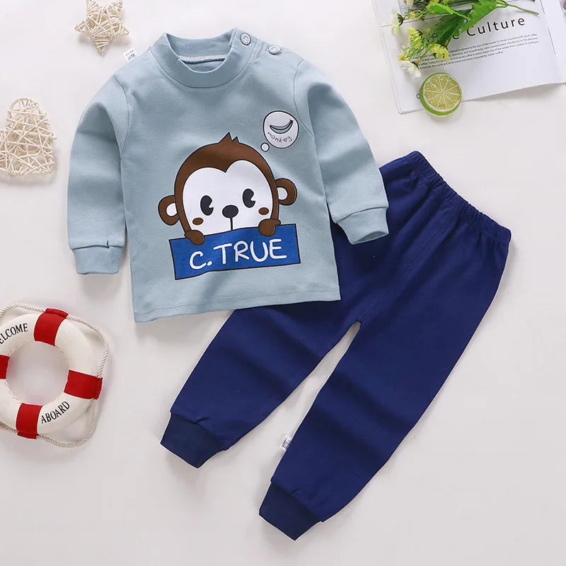 Kids Cartoon Print Long-Sleeved Clothing Set childrensterritory