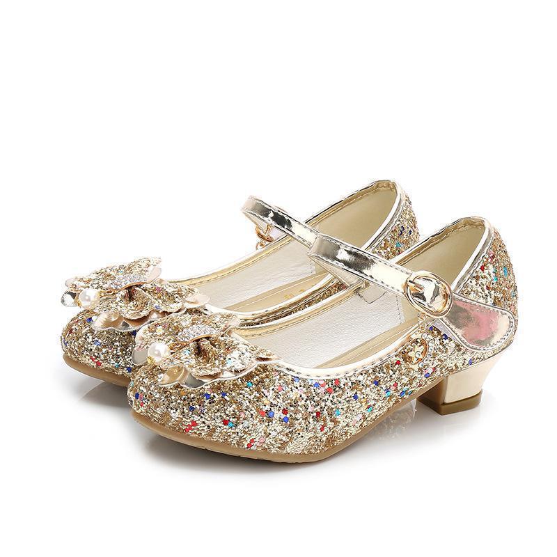 Butterfly Design Kids Girls Bowknot Glitter Party Shoes childrensterritory
