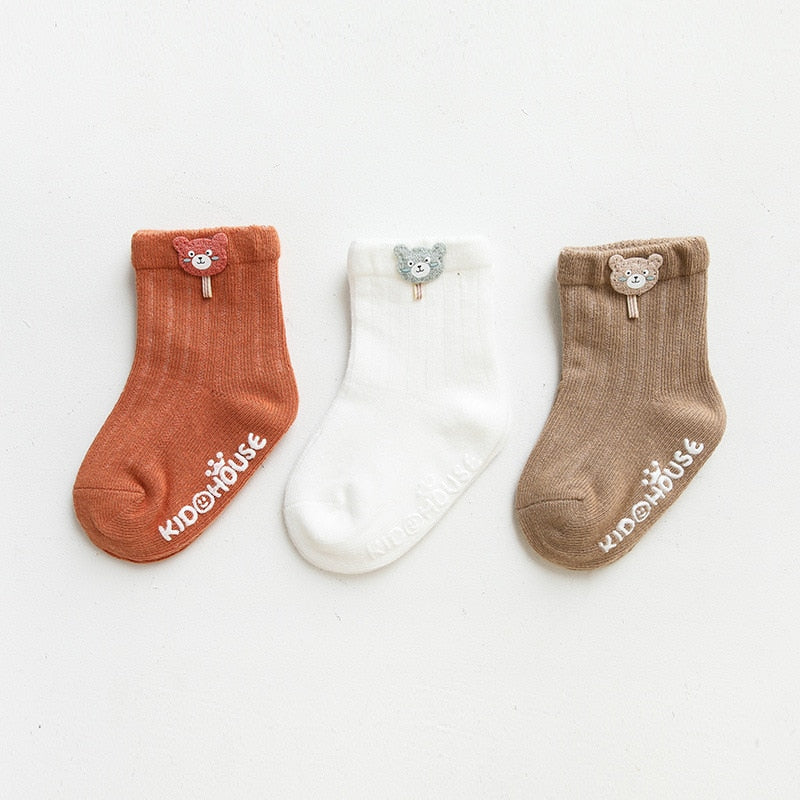 Cartoon Design Non-slip 3 Pairs/Lot Baby Floor Socks childrensterritory