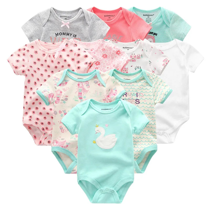 Unisex 10PCS Baby Short Sleeve Cotton Rompers