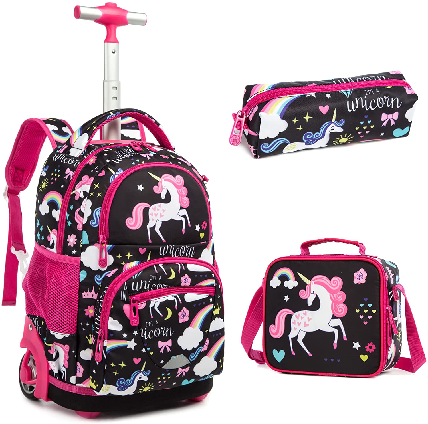 Kids 16-inch Rolling Luggage Bags School Backpack Set childrensterritory