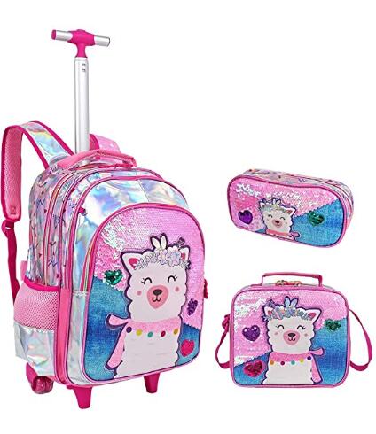 3D Unicorn Design Kids Girls School Trolley Backpack Set childrensterritory