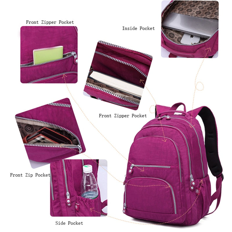 Teenage Girls Casual Large Nylon School Backpack childrensterritory