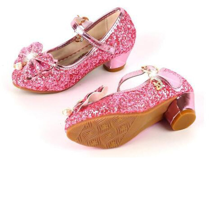 Butterfly Design Kids Girls Bowknot Glitter Party Shoes childrensterritory