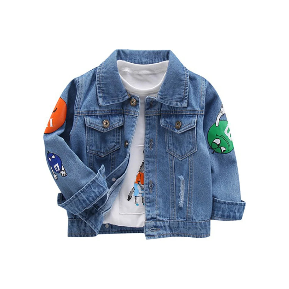 Kids Boys Letter Print Denim Jacket | Cowboy Coat