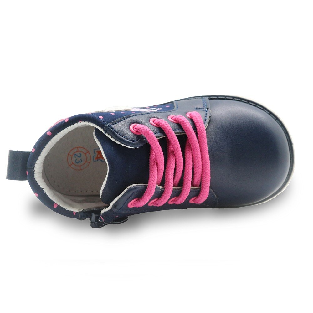 PU Leather Ankle Boots with Flower Pattern for Kids Girls childrensterritory