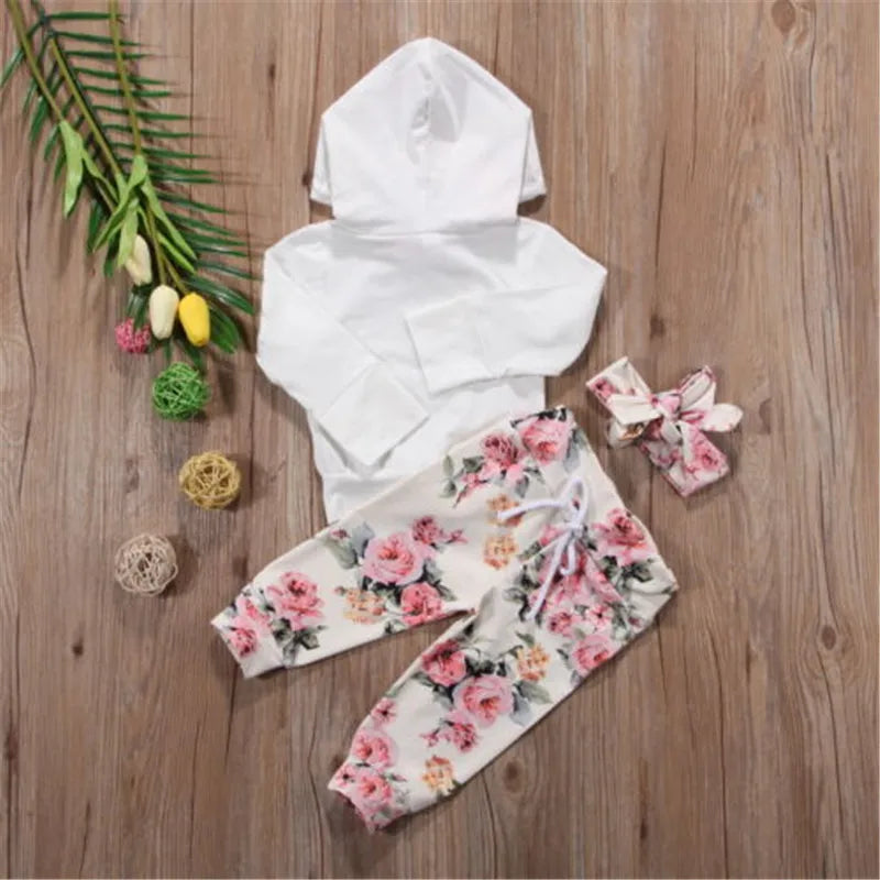 Lovely Sweat Shirt Hoodies+Pants Set for Baby Girls