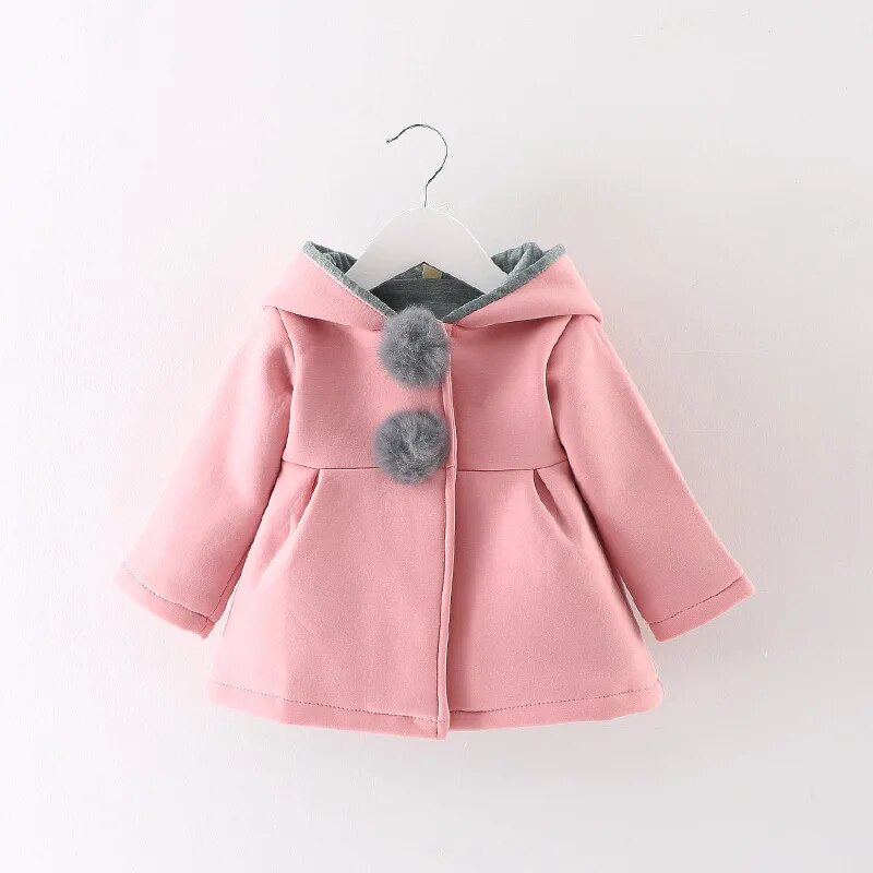 Toddler Girls Rabbit Ear Hooded Cotton Outerwear childrensterritory