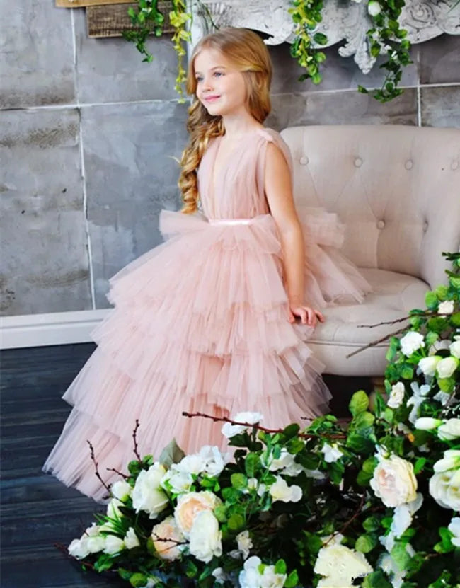 Toddler/Kids Girls Tiered Tulle Ankle -Length Princess Dress/Gown