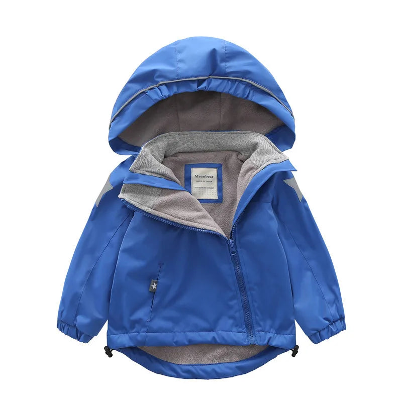 Double-Deck Windproof Inner Polar Fleece Kids Jacket childrensterritory