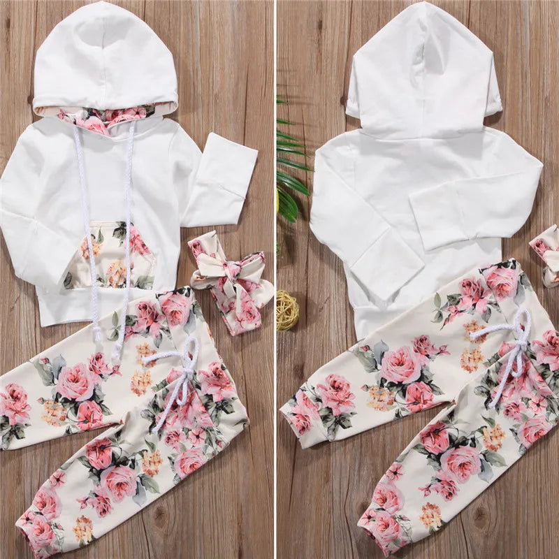 Lovely Sweat Shirt Hoodies+Pants Set for Baby Girls
