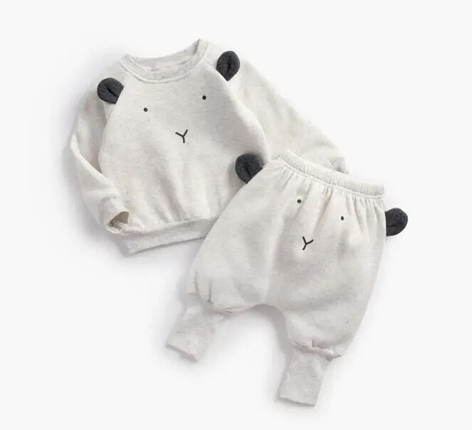 Animal Printed 2Pcs Casual Warm Baby Clothes Sets Tops + Pants childrensterritory