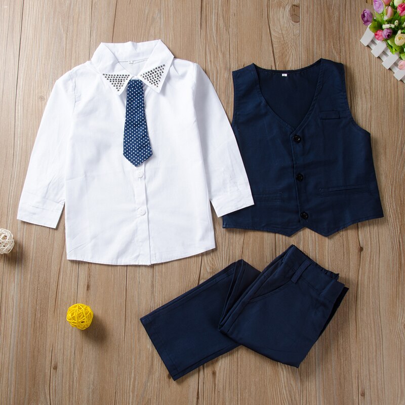 Solid 3PCS Formal Clothing Set for Kids Boys childrensterritory