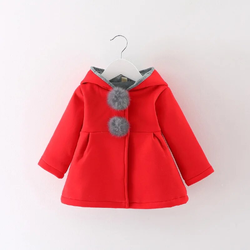 Toddler Girls Rabbit Ear Hooded Cotton Outerwear childrensterritory