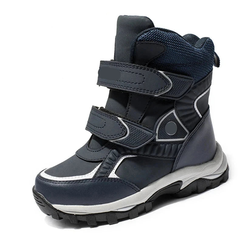 Boys Classic Style Hooks And Loops Leather Snow Boots childrensterritory