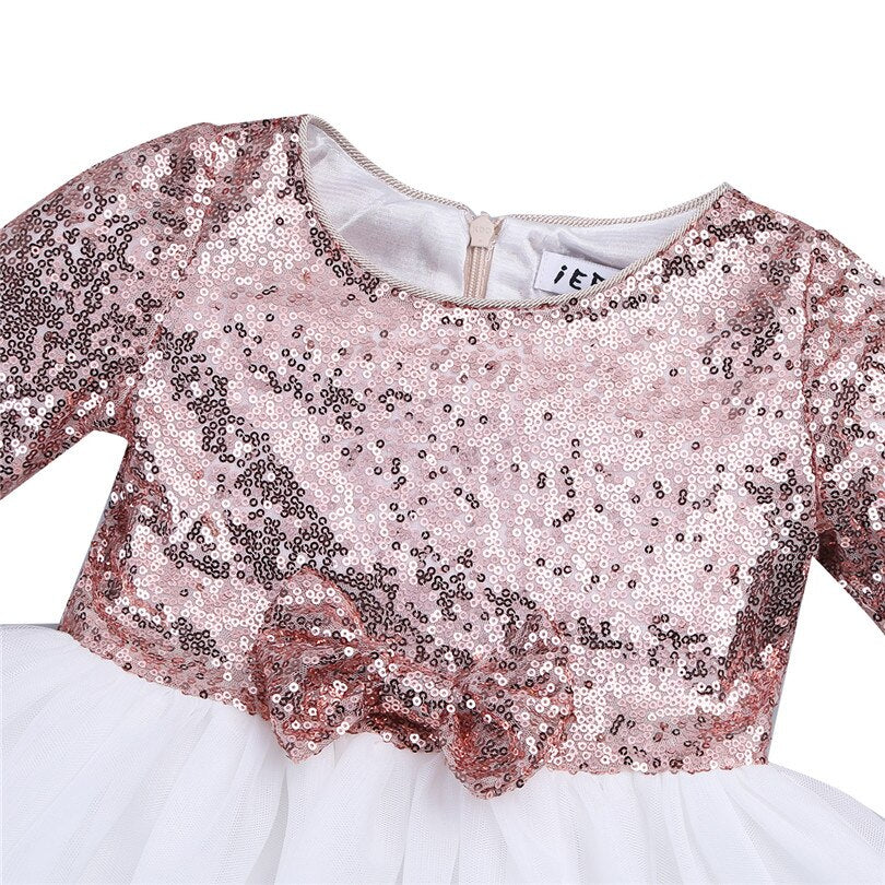 Flower Sequins Formal Dresses for Kids Girls Birthday/Baptism childrensterritory