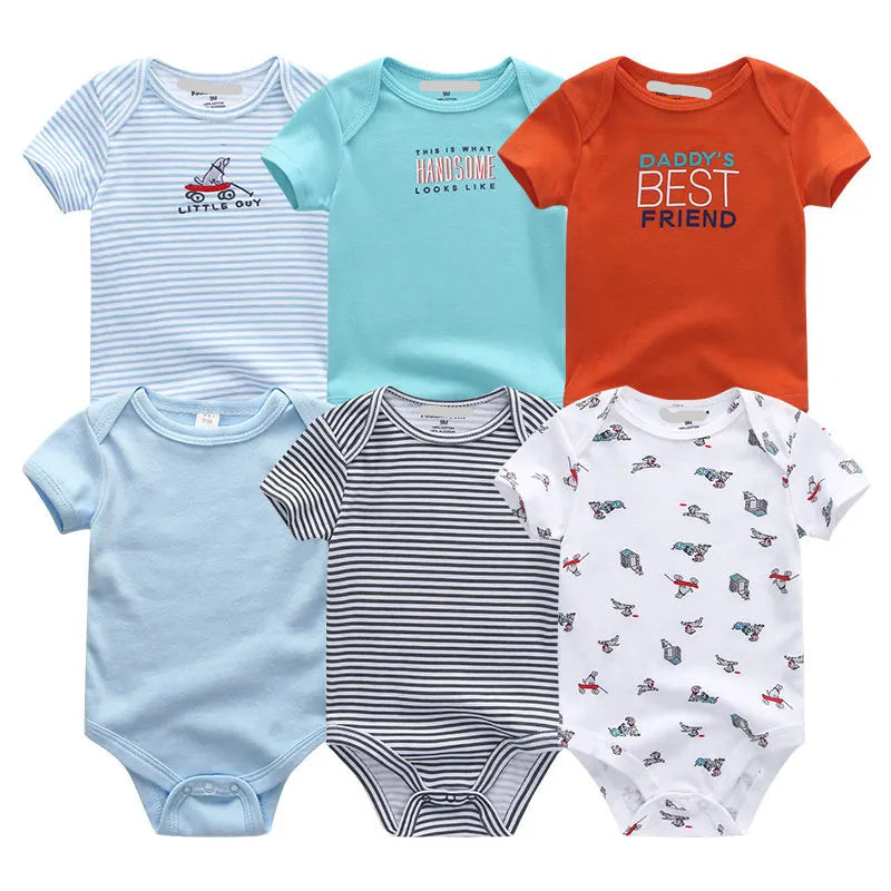 6Pcs/Lot Cartoon Design Soft Cotton Baby Rompers childrensterritory