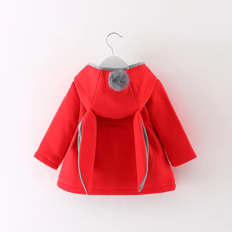 Toddler Girls Rabbit Ear Hooded Cotton Outerwear childrensterritory