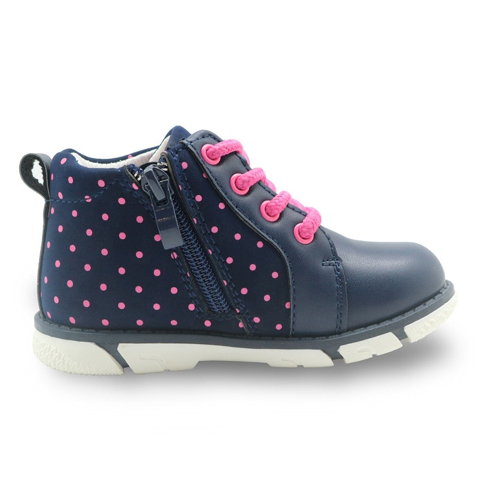 PU Leather Ankle Boots with Flower Pattern for Kids Girls childrensterritory