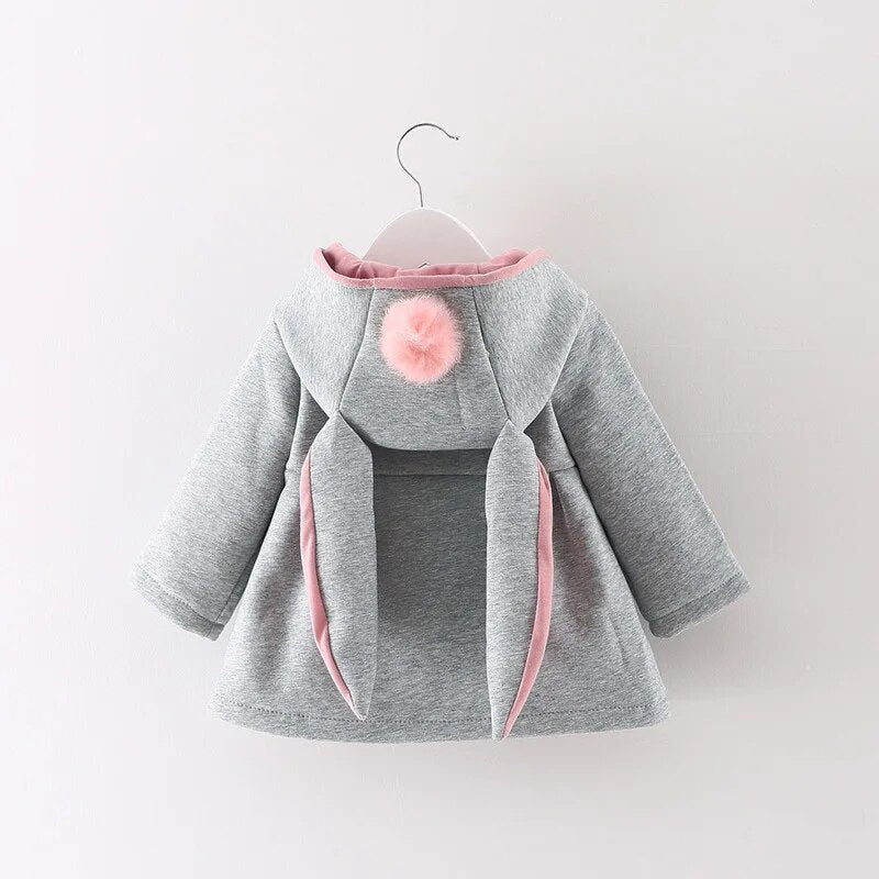 Toddler Girls Rabbit Ear Hooded Cotton Outerwear childrensterritory